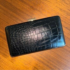 Vintage Faux Black Crocodile Embossed Clutch